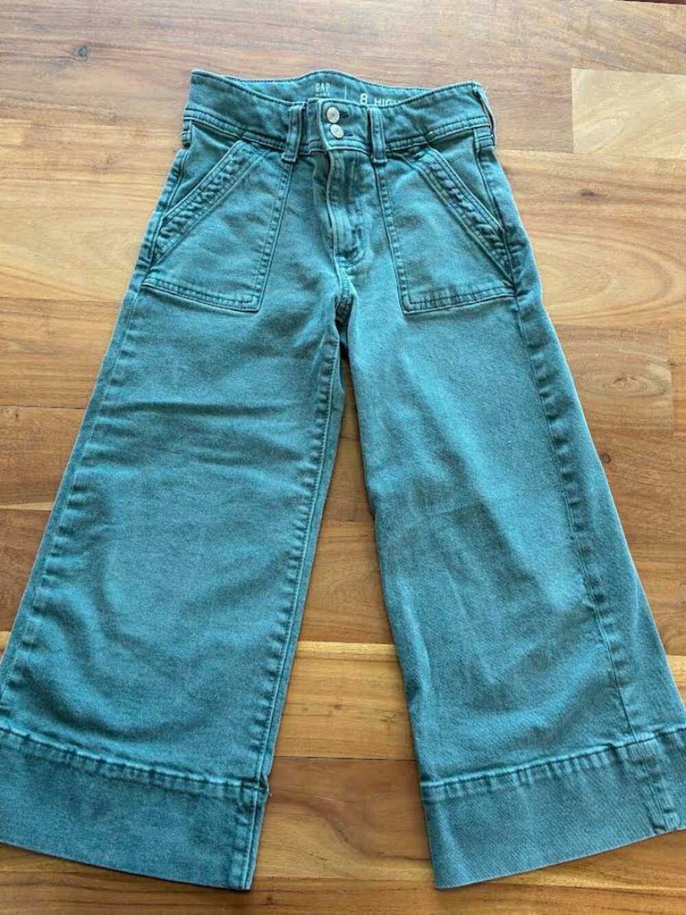 Gap- Green High Waisted Wide Leg Ankle Jeans